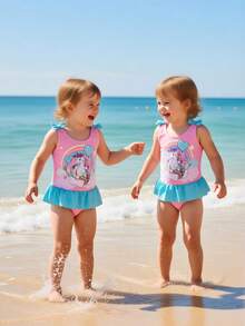 女婴七色彩虹爱心气球连体泳衣，带蝴蝶结，苹果绿 - 彩色 - 查看 8