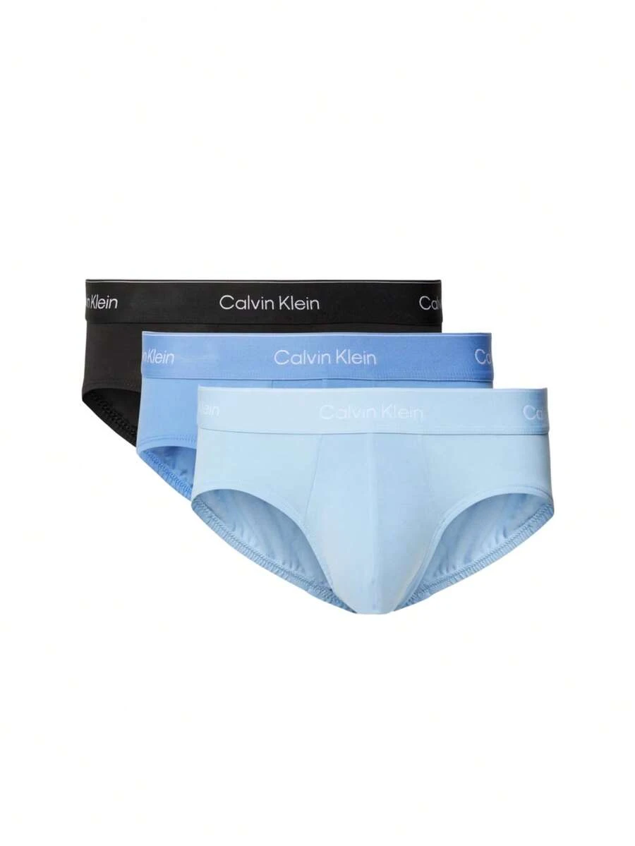 Calvin Klein 3 Pack Men's Briefs - Black, Light Blue, Turquoise - View 1