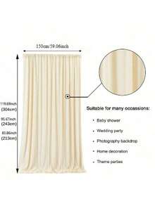 Cortinas de fondo para fiesta, cortinas de tela con bolsillo para barra, cortinas de fondo de tela, decoraciones para fiestas, 5 X 7/8/10 pies, 1/2 paneles - Beis - Ver 12