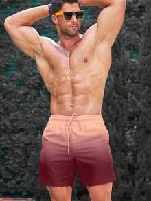 Manfinity Swimmode Men's Ombre Beach Vacation Casual Swim Trunks (Printed Irregular Pattern) - Multicolor - View 4