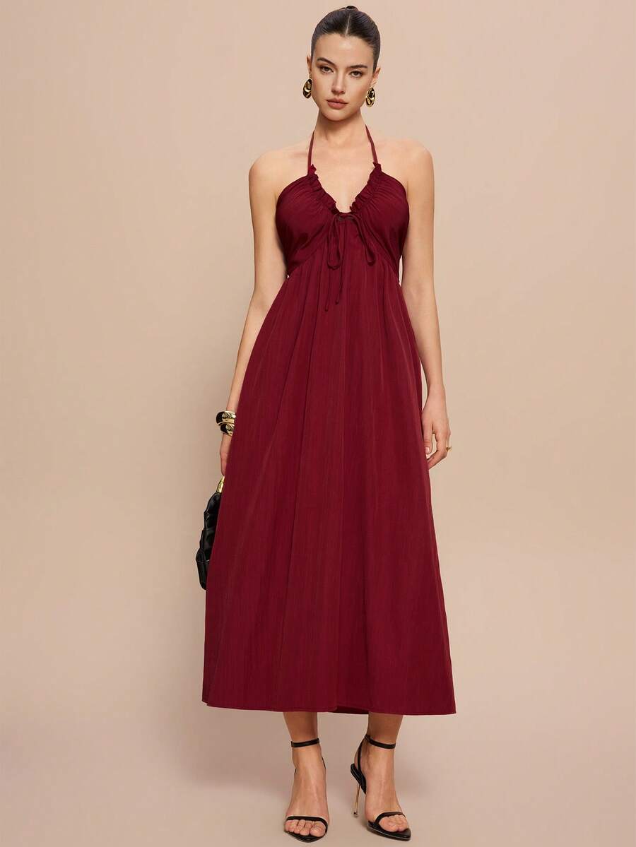 Rafferiza Summer Sexy Halter Backless A-Line Dress