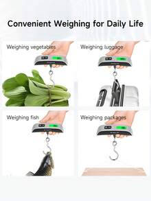 Teckwe 1pc Mini Hanging Hook Scale, Lugggage Weight Scale For Travel, Digital Weighing Scale, Multi-Function For Home - Silver Black - View 2