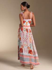 Swim Oasis 26SS 春夏度假沙滩棕榈树花卉图案印花连体泳衣配同款半身裙 - 彩色 - 查看 9