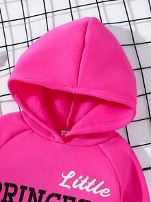 SHEIN Young Girl 2pcs/Set Casual Hooded Sweatshirt With English Letter Print And Pants With Letter Pattern For Spring And Autumn - Hot Pink - View 5