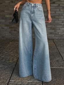 DAZY Women's Loose Straight-Leg Jeans, Casual City Street Style Y2k - Light Wash - View 7