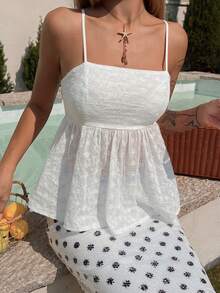 DAZY Women's Textured Fabric Camisole Casual Tank Top - White - View 4