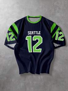 Aesthetic Post Men's Casual Numeric Print Round Neck Short Sleeve T-Shirt, Summer - Multicolor - View 3