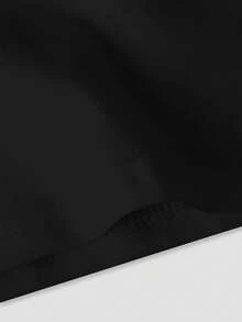 女童字母蝴蝶结印花圆领短袖休闲百搭T恤 - 黑色 - 查看 6