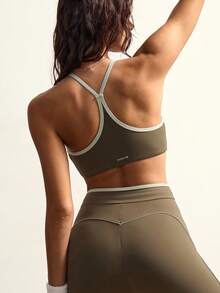 VARSIVA Women's Contrast Trim Halter Asymmetric Hem Bodycon Bra - Multicolor - View 1