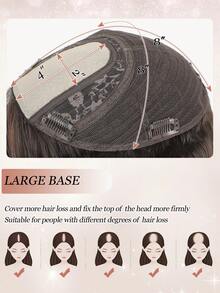 ZERO-NET 115克 16英寸 女士真人发片 8x8英寸大底座 适合头发稀疏的女性 - Natural Black - 查看 3