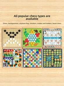 MINKOJA 1件装，儿童益智玩具，桌面游戏，棋盘游戏，口袋棋盘游戏，6种不同风格的棋盘游戏，适合3岁以上儿童，儿童节礼物，适合户外活动，亲子互动，增强儿童逻辑思维能力，便携易带，复活节，复活节礼物，儿童节，解压玩具，儿童派对礼物，儿童玩具，儿童益智玩具 - 彩色 - 查看 4