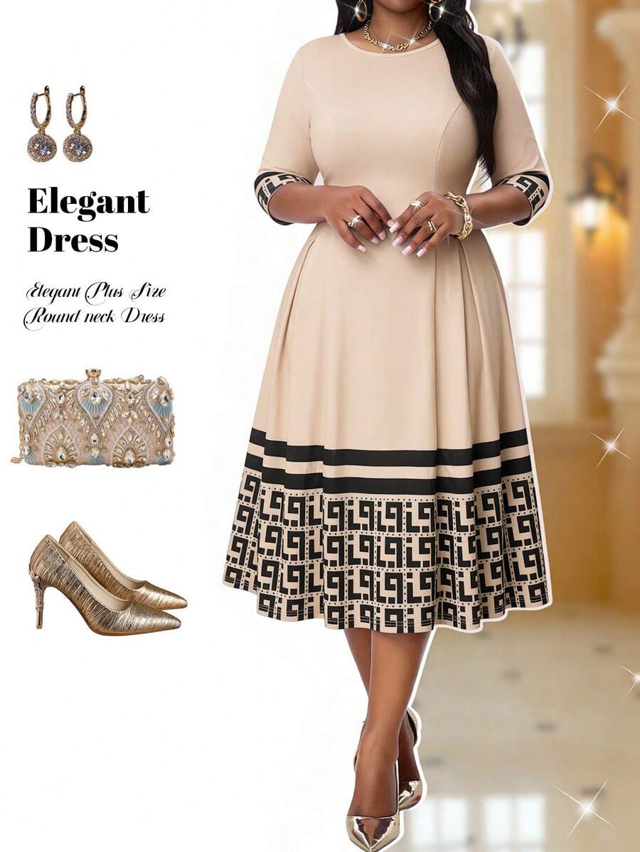 Fleurora 大码优雅几何印花通勤连衣裙 女士休闲连衣裙 女士休闲连衣裙 春季连衣裙 女士夏季连衣裙 夏季度假装 女士休闲连衣裙 优雅连衣裙 大码优雅连衣裙 优雅女装 教堂连衣裙 女士优雅休闲中长连衣裙 大码优雅套装 婚礼宾客优雅连衣裙 女士优雅连衣裙 女士正装连衣裙 女士连衣裙 优雅经典特殊场合连衣裙 优雅女士正装 - 彩色 - 查看 1