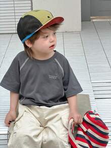 DAZY Baby Boys' Round Neck Contrast Stitching Short Sleeve Casual Street Wear Top Summer - Black - View 4