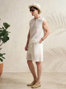 Airaco Men's Sleeveless Sheer Casual Shorts Set - White - View 4