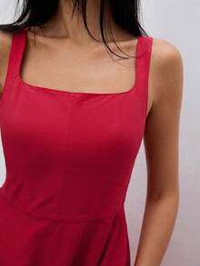 ATUI Studio Women's Red Cotton Maxi Dress – Elegant Chic Long Sleeveless Dress, Breathable Staple For Summer Beach Vacation, Party Vacation - Red - View 2