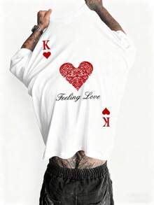 Manfinity LEGND 男士圆领字母爱心印花休闲短袖T恤 - 白色 - 查看 1