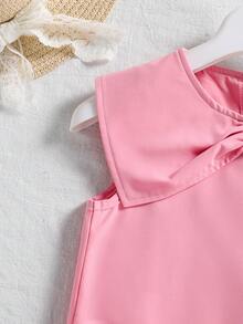 Souflis Souflis 1pc Girls Bowknot Patchwork Dress, Summer - Pink - View 5