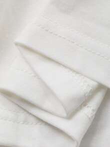 FRIFUL 女士宽松版型 Polo 领长袖撞色缎带拼接 T 恤 - 白色 - 查看 9