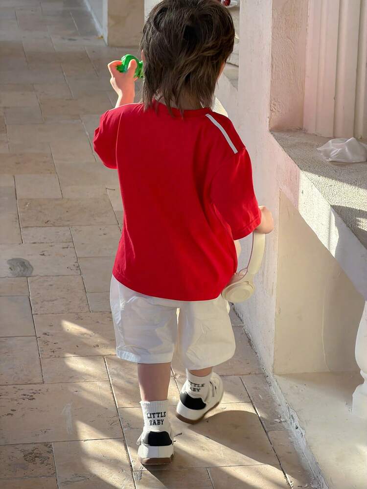 Baby Boys' Casual Street Style Round Neck Short Sleeve Top Summer Tops