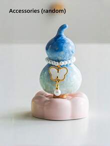 Zazumi 1PC Crystal Glaze Ceramic Rotating Gourd Decor Handmade Exquisite Art Piece Spiritual Luck Desk Ornament Fidget Decorations For Stress Relief Meditation Home Office Study Table Display Gift For Adults Friends - Multicolor - View 5