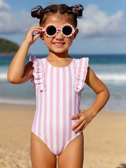 Girls' One-Piece Swimsuit, Cute Strap Concealed Belly Design, Young Girl Swimwear Summer Vacation Thermal Christmas Holiday Festival New Years Valentines Swim Little Girl Swimwear One Piece Bathing Suit Kids Pink Kids Beach Wear Little Girl Beach Clothes Preppy Bathing Suits Kids Girls Ruffle Swimsuit Pink Striped Swimsuit Girl Girls Pink Swimsuit Kids Ruffle Bathing Suit Girls Pink Striped Swimsuit 7 Year Old Swimsuit Pink Ruffles Swimsuit Girls Pink Two Pieces With Ruffles