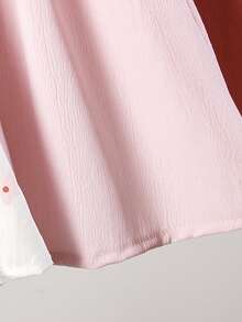 3件套女婴夏季休闲度假日常通勤纯色及印花荷叶边袖口腰部系带连衣裙套装 - 粉色 - 查看 8