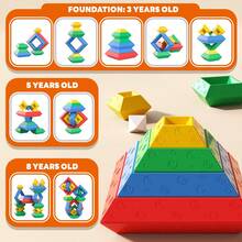 MINKOJA - SELECTS Juguetes de bloques de construcción apilables en forma de pirámide STEM, bloques apilables, regalo de Pascua, regalo del Día del Niño, bloques de construcción, juegos de bloques de construcción, aprendizaje en el aula, juguetes para niños, juguetes antiestrés, juguetes de apilamiento para niños - Multicolor - Ver 7