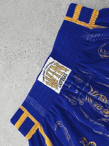 PAVTROS Manfinity Streetrush 男士短裤套装，弹力腰带，高弹力，高腰短裤版型，超短裤，光泽面料，黑白龙虎图案，泰式拳击短裤，运动休闲篮球短裤，侧开衩，ins 热门单品，适合年轻休闲运动日常通勤和度假穿着，送给男友和老公的首选礼物，情侣装 - 藍色 - 查看 5