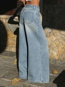 DAZY Women's Loose Straight-Leg Jeans, Casual City Street Style Y2k - Light Wash - View 6