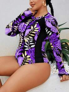 Swim SPRTY Bộ đồ bơi liền thân cỡ lớn dành cho nữ, có khóa kéo phía trước, họa tiết ngẫu nhiên, tay dài, giúp thon gọn vóc dáng, thích hợp cho lướt sóng, thể thao, bãi biển và bơi lội. - Nhiều màu - Xem 5