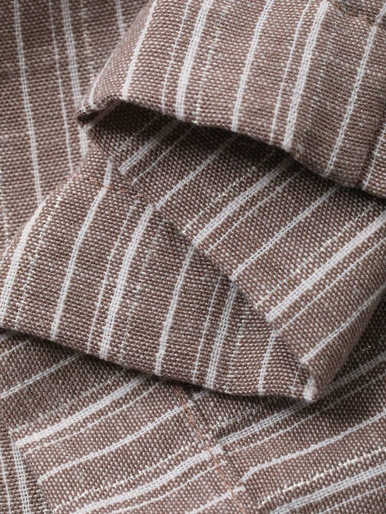 Women's Round Neck Sleeveless Cinched Waist Waist Vest Top And Elastic Waist Wide Leg Striped Casual Pants Set Summer