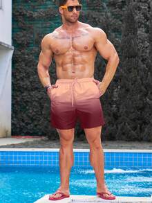 Manfinity Swimmode Men's Ombre Beach Vacation Casual Swim Trunks (Printed Irregular Pattern) - Multicolor - View 5