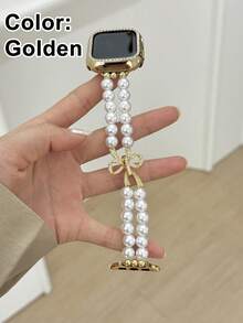 Teckwe 1. An Elegant Pearl Bow-Style Women's Wristband Suitable For Smartwatches 38/40/41/(S10-11)42mm. Fashionable Premium Women's Smart Wristband. - Multicolor - View 4