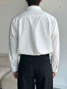 DAZY Camisa de bolsillo con botones delanteros de color bliso sólido para hombre, primavera/verano - Blanco - Ver 2