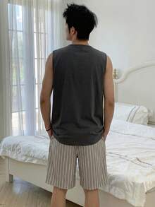 DAZY 男士字母印花背心短裤睡衣套装，夏季 - 彩色 - 查看 2