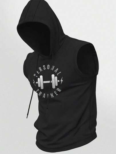 Manfinity Sport Corelite 男士字母印花夏季连帽运动背心