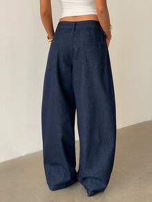 Aloruh Jeans évasés mode femme, style de rue, décontracté, polyvalent pour le quotidien - Bleu azur - Voir 3