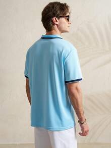 Airaco 男士休闲撞色滚边短袖Polo衫，夏季 - 彩色 - 查看 2