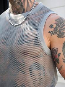 Manfinity CasualCool Camiseta de tirantes gris de malla transpirable para hombre, para primavera/verano - Gris - Ver 8