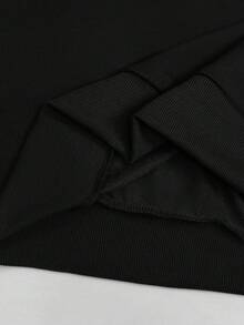 Claim Dot Men's Loose Fit Letter Patched Quarter Zip Sweatshirt, For Tennis, For Fall, Long Sleeve Top - Black - View 5