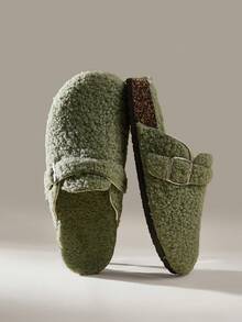 Solecia Women's Round Toe Fluffy Slippers School Supplies Back To School Spring Shoes Spring Break Easter For Christmas - Dark Green - View 1