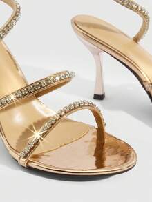 CUCCOO SZL Women's Rhinestone Embellished Strappy Fashion High Heel Sandals For Daily Wear Spring Shoes - Rose Gold - View 8