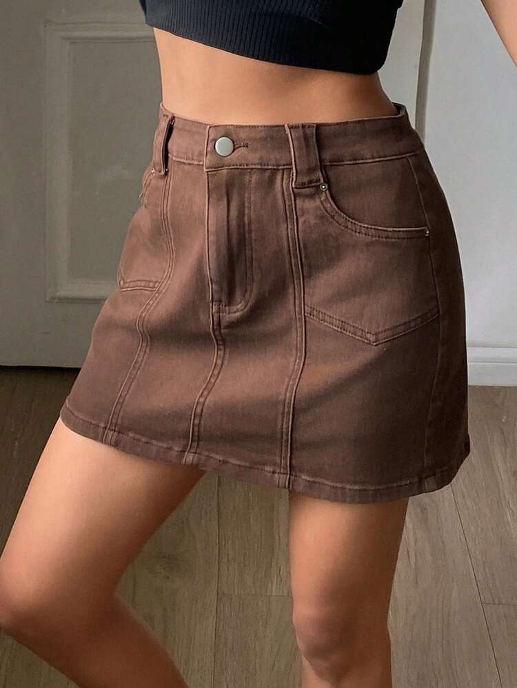 Women's Regular Waist Short Street Casual Denim Mini Skirt Y2k