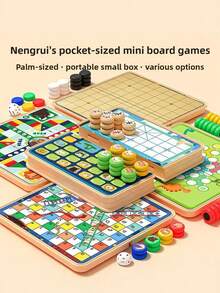 MINKOJA 1件装，儿童益智玩具，桌面游戏，棋盘游戏，口袋棋盘游戏，6种不同风格的棋盘游戏，适合3岁以上儿童，儿童节礼物，适合户外活动，亲子互动，增强儿童逻辑思维能力，便携易带，复活节，复活节礼物，儿童节，解压玩具，儿童派对礼物，儿童玩具，儿童益智玩具 - 彩色 - 查看 1
