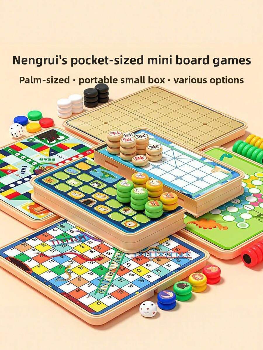 MINKOJA 1件装,儿童益智玩具,桌面游戏,棋盘游戏,口袋棋盘游戏,6种不同风格的棋盘游戏,适合3岁以上儿童,儿童节礼物,适合户外活动,亲子互动,增强儿童逻辑思维能力,便携易带,复活节,复活节礼物,儿童节,解压玩具,儿童派对礼物,儿童玩具,儿童益智玩具 - 彩色 - 查看 1