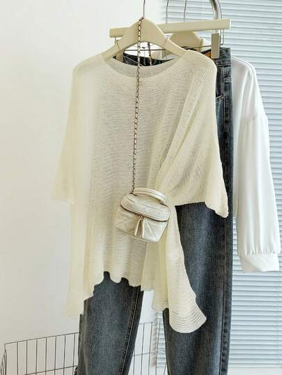 Nubod 2026 大码女式时尚休闲简约百搭露肩杏色针织披肩，适合日常穿着