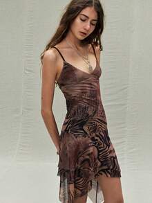 SoleilVie Women's Leopard Print Patchwork Asymmetrical Hem Dress - Multicolor - View 1