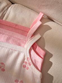 Vintaside Kids 3件裝女嬰提花吊帶背心 粉色白色 夏季可愛度假無袖外套 馬卡龍馬卡龍色系面料 柔軟舒適 休閒外出 - 粉色 - 查看 5