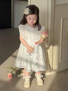 DAZY Baby Girls Summer New Lace Trim Princess Tulle Dress Backless Party Wear - White - View 10