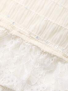 DAZY 女士浪漫蕾丝边长袖中长连衣裙 - 白色 - 查看 7